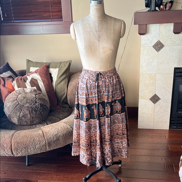 70s Indian block print skirt - Picture 2 of 8